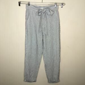 Max Studio Pants Striped Linen Blend Tie‎ Waist